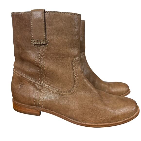 Frye Anna Shortie Womens Tan Brown Pull On Ankle Boots Western Rustic Leather 8 - Picture 1 of 16